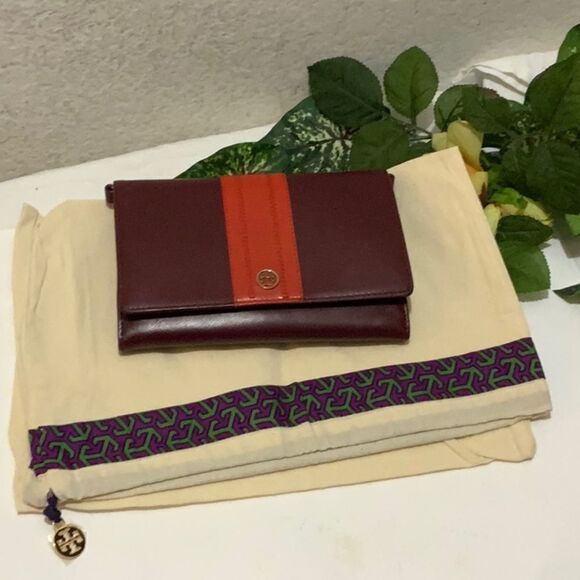 TORY BURCH Red orange Leather Robinson Chain Link Crossbody Wallet - Picture 3 of 16